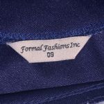 Formal Fashions  Inc Navy Blue Maxi Prom Dress Satin Belt Square Neck Photo 7