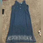 Erika COLLECTION Beaded Denim Blue sleeveless maxi Dress L Photo 0