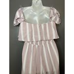 American Eagle  Outfitters Jumpsuit Womens Small Pink White Stripe Off Shoulder Photo 6