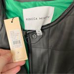 Rebecca Minkoff NWT  Black/Green Faux Leather Quilted Racer Jacket Size XS Photo 5