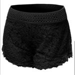 Womens Ambiance Black Lace Elastic Waist Shorts Photo 3
