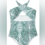 Women’s green Snakeskin Print One Piece Swimsuit Size L Photo 2