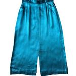 Vintage unbranded Teal Pencil High Waist Skirt with Front & Back Slits small Blue Photo 0