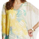 Chico's Chico’s‎ Paula Floral Poncho #570139445 Size Small/Medium Green Yellow Tropical Photo 0