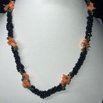 Vintage Black Onyx Coral & Jade Bead Necklace Photo 0