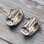 Vintage Clip On Earrings Curved Chunky 1" Statement Silver Photo 10