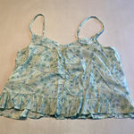 Abound ‎ Floral Ruffle Cami Top Medium Green Blue Sleeveless Summer Blouse Photo 0