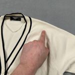 MNG Mango Cardigan Sweater S Womens Cream V Neck Black Trim Casual Knitwear Photo 6