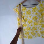 Ann Taylor Citrus Blossom Ruffle Sleeve Shell Floral Yellow Womens Top Size L Photo 10