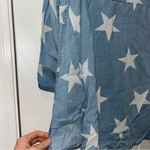 Multiples  Denim/Star Pattern Button Down Top Women’s Medium Photo 5