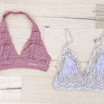 Victoria's Secret Lace Bralette Lot 2 Piece Size S Pink Purple Lavender Halter Coquette Loungewear Photo 0