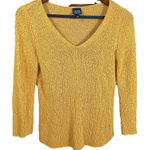 Eileen Fisher ‎ Italian Yarn V-Neck Sweater Small Petite Fall Yellow Linen Blend Photo 0