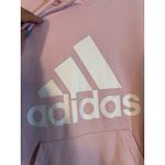 Adidas  Pink Long Sleeve Cotton Hooded Casual Pullover Sweatshirt Women Sz S Photo 4