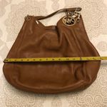 Michael Kors Fulton Chain Tan Pebbled Leather Tote Purse 3 Compartment Hobo Photo 13