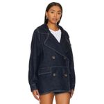 Free People  Denim Car Coat Large NWOT Photo 4