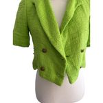 INDEFEIR Lime Green Boucle Crop Blazer Jacket Size XS Photo 4