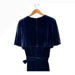 Alex Marie Jumpsuit Women 18 Navy Blue Velvet Cape Sleeves Belted Wide Leg Beth Photo 5