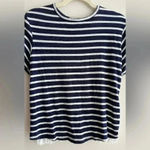 Sea New York Striped Navy Blue and White Crewneck Shirt Ruffle Back, Small Photo 6