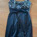 Teeze Me Leopard Print Satin Party Dress Black Skirt Y2K Style Size 5 Photo 0