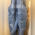 Easel Los Angeles Distressed Bandana Denim Overalls Small Blue Photo 5