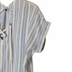 Rails  Linen Shirt Lace Up Neck Blue White Striped Preppy Nautical Size XS Photo 4