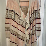 Arizona Jeans  Size S Pink Sparkle Aztec Print Open Front Cardigan Sweater Photo 0