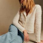 Sézane NWT Sezane Varda Sweater Cardigan Gilet Ecru M Alpaca Merino Wool Crochet Soft Photo 0