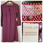 Ellie Kai Geometric Print 3/4 Sleeve Stretch Dress 4 Travel Packable Preppy Purple Photo 11