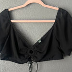 Wild Fable  Size XL Black Flutter Sleeve O-Ring Tie-Front Crop Top Photo 0