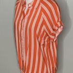 Code x Mode Orange/White Striped Button Up Tie Front Casual Blouse S Photo 8