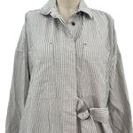 Everlane The Oxford Shirt Dress Striped White & Grey Button Down Size Small Photo 4