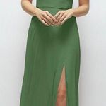 Thread Square Neck Chiffon Maxi‎ Dress With Circle Skirt Size 10 Green Photo 0