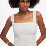 Madewell  Poplin Smocked Tank Top Square Neck Stretch White Cropped Medium NWT Photo 0