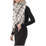 Large Classic Plaid Blanket Oversized Cozy Scarf Black Photo 2