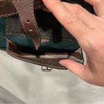 Handmade Groovy Aztec rainbow stitched green suede chocolate leather bucket backpack bag Photo 12