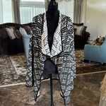 Bar III geometric open knit cardigan asymmetric hem Photo 1