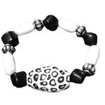 BLACK AND WHITE STRETCH ANIMAL PRINT BEADED CHUNKY BRACELET Photo 0