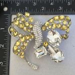 Large Vintage Bow Brooch Pin Yellow Photo 6