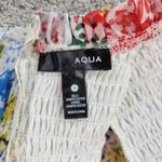 AQUA  Womens‎ Dress S Cream Blue Floral Smocked Ruffle Trim Long Sleeve Mini Photo 1