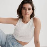 Madewell Crochet-Trim Crop Sweater Tank in Lighthouse White Size XS NWT Photo 0