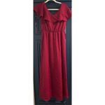 NEW Velvet Ribbed Belted Wrap Dress Maxi Dress S Red Photo 3