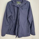 Eddie Bauer dark navy blue zip up rain jacket with hood women’s size L Photo 2