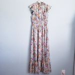 Baltic Born Kearny Light Blue Floral And Gold Ruffle Maxi Dress Photo 2