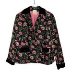 Union Made 1960s Vintage Black and Pink Floral Jacket Blazer Retro Medium Photo 0
