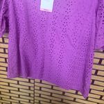 Draper James  Purple Eyelet Blouse Size Small Photo 4