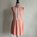 Spartina 449  Selena Sleeveless Coral Half Zip Embroidered Dress Size Small Photo 2