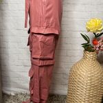 NEW Faux Leather Cargo Pants Pink Size XS Photo 5