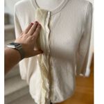 J.Crew  Collection Cream Cashmere Ruffle Front Cardigan Photo 5