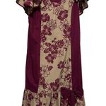 Rim vintage Hawaiian burgundy and beige ruffled dress size 12 Photo 0
