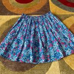 Blue Pink White Yellow Flower Floral Print Smocked Waist Lightweight Short Skirt Multiple Photo 0
